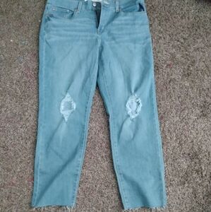 blue mid rise boyfriend jeans